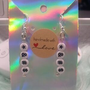 Handmade with Love White Symbol Earrings